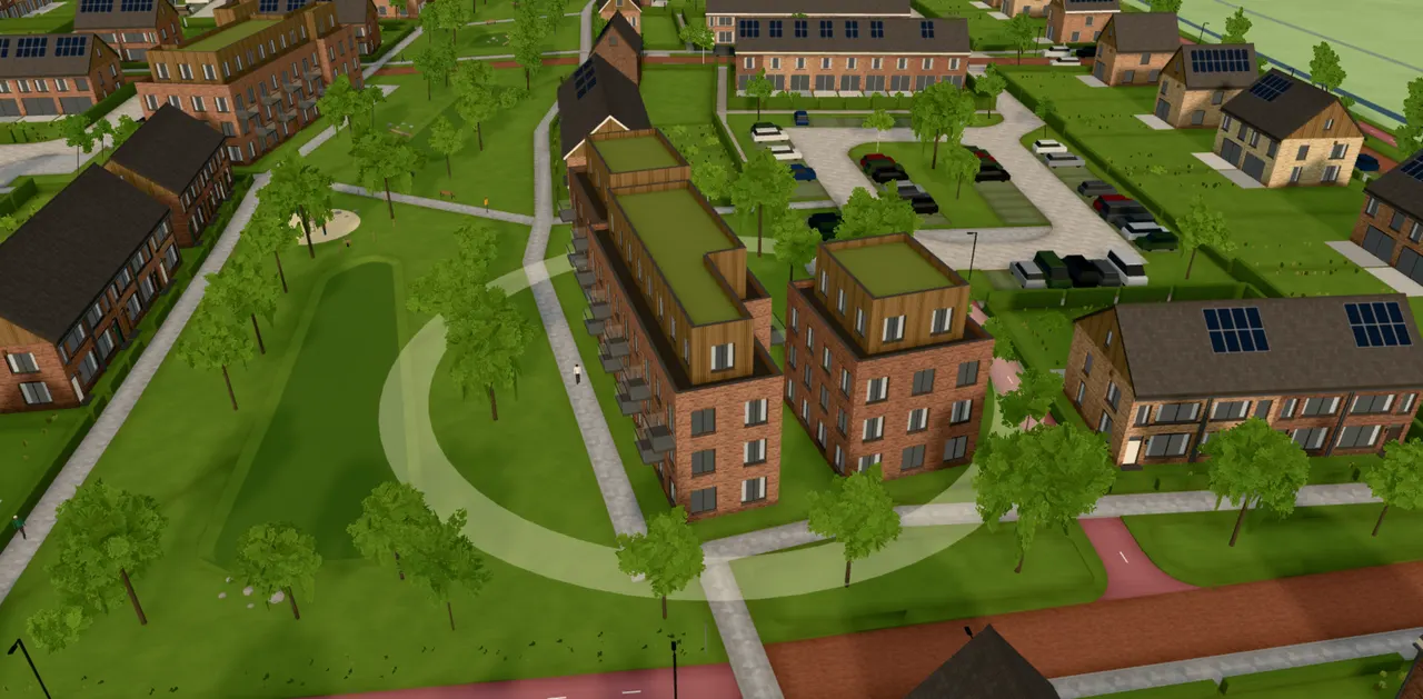 Indtryk fra Vjenne Zuid in 3D: Appartementen aan het groene lint